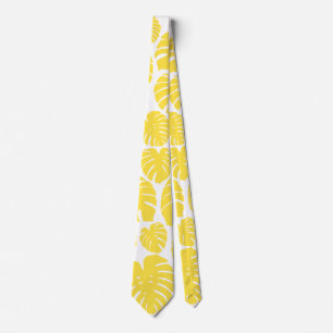 Corbata Monstera - Amarillo limón y blanco