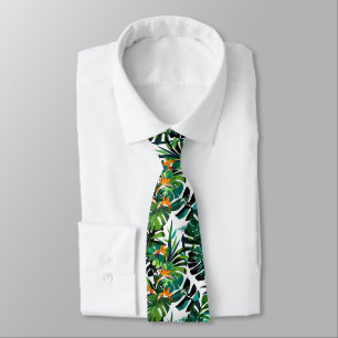 Corbata Monstera Ave del Paraíso Estampado Tropical Sin Co