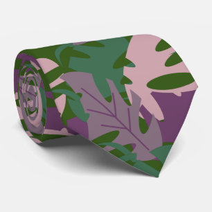 Corbata Monstera Hoja Tópica Verde Púrpura