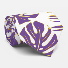 Corbata Monstruo tropical púrpura y hojas de palma