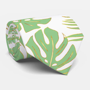 Corbata Monstruo tropical verde sabio y hojas de palma