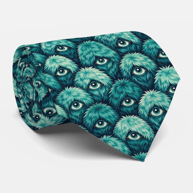 Corbata Monstruos Divertidos Seda Falsa | Criaturas Peluda (Enrollado)