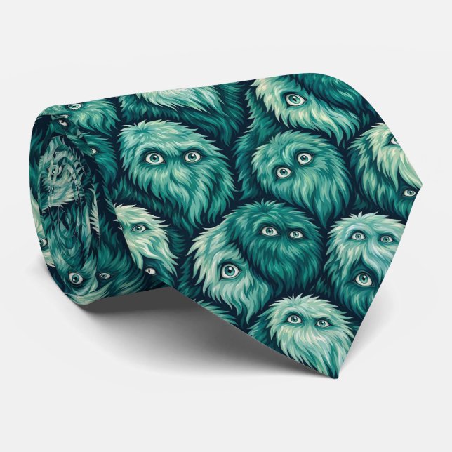 Corbata Monstruos Divertidos Seda Falsa | Criaturas Peluda (Enrollado)