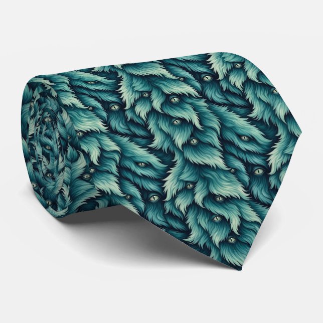 Corbata Monstruos Divertidos Seda Falsa | Criaturas Peluda (Enrollado)