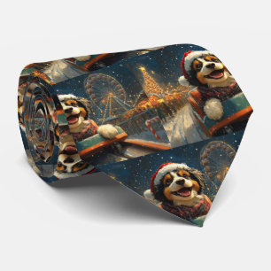 Corbata Montaña Rusa De Perro Bernedoodle Navidad 