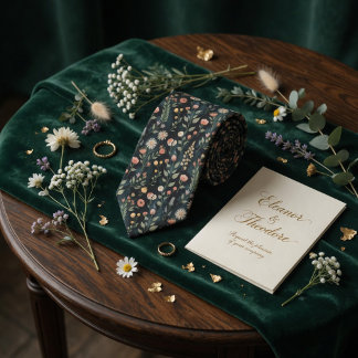 Corbata Moody Dark Botanical Wildflower Meadow Floral