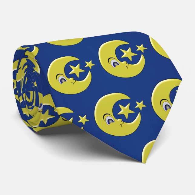 Corbata Moon With Stars Design (Enrollado)