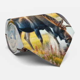 Corbata Moose acuarela en arte de Alaska AI