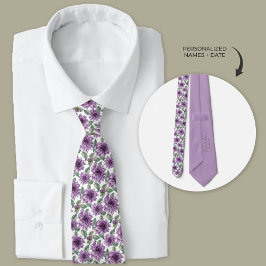 Corbata Morado Dahlia Floral Groomsmen personalizado