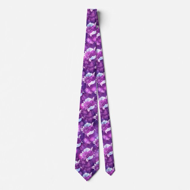 Corbata Morado Floral (Anverso)