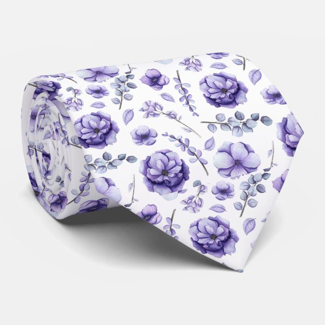 Corbata Morado Floral (Enrollado)