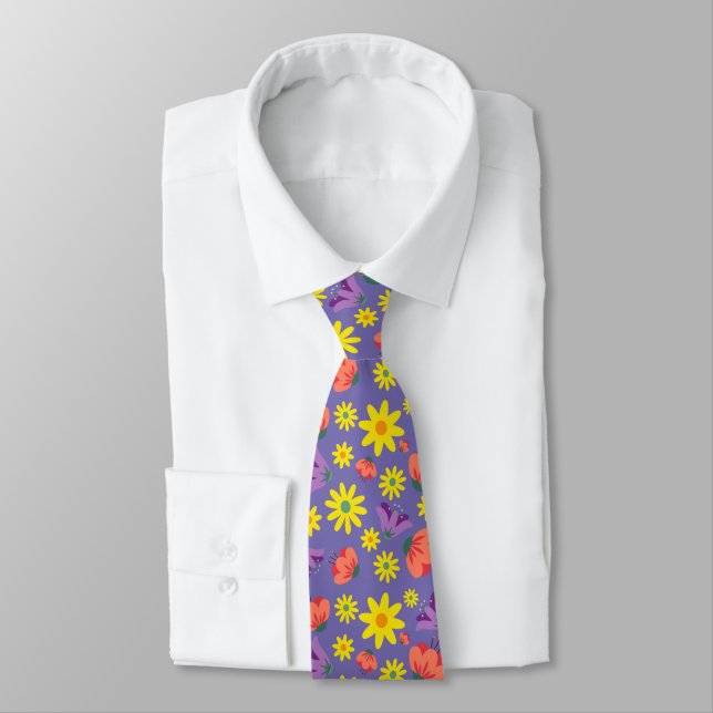 Corbata Morado Floral (Atado)
