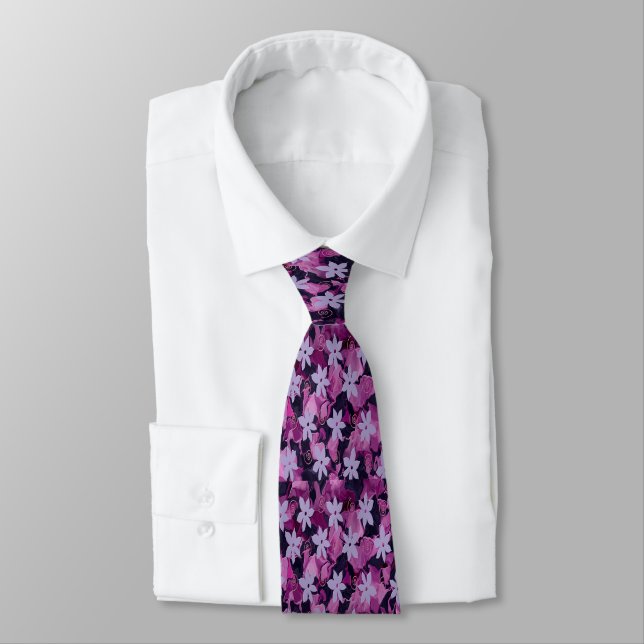 Corbata Morado Floral (Atado)
