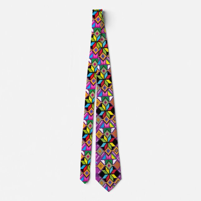 Corbata Morado puro, patrón naranja arte mochila (Reverso)