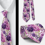 Corbata Morado Violeta Peonies Poenies Floral<br><div class="desc">Esta hermosa acuarela peonis púrpura y violeta de cuello es perfecta para vestir tu ropa o para los padrinos de tu boda.</div>