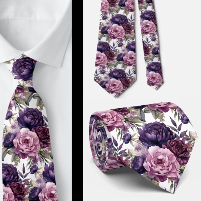 Corbata Morado Violeta Peonies Poenies Floral (Subido por el creador)