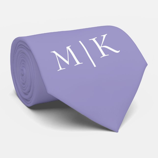 Corbata Morado y Blanco | Monograma Moderno (Enrollado)