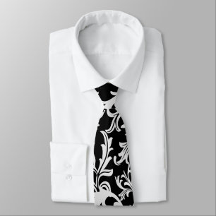 Corbata Mosaic・020ً Hojas blancas, patrón floral, naturale