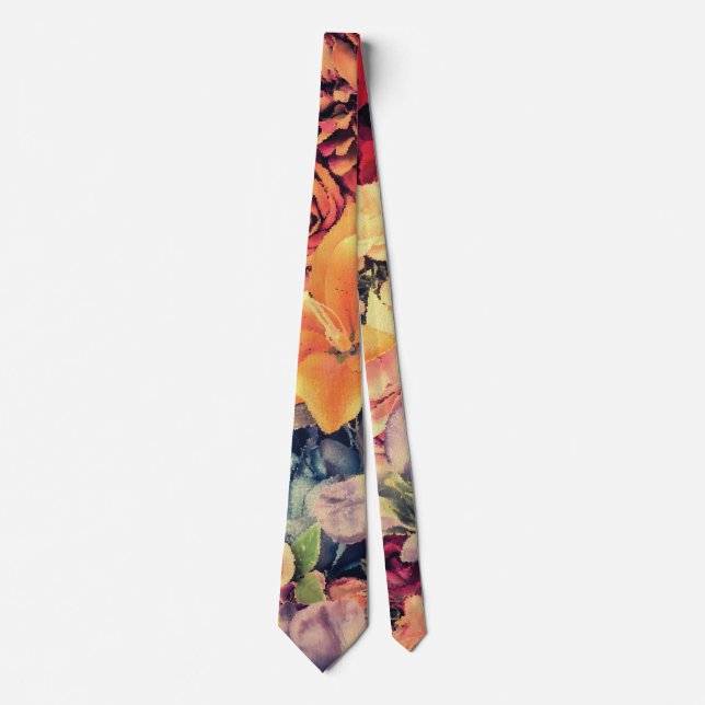 Corbata Mosaic Autums Flowers Tie (Anverso)