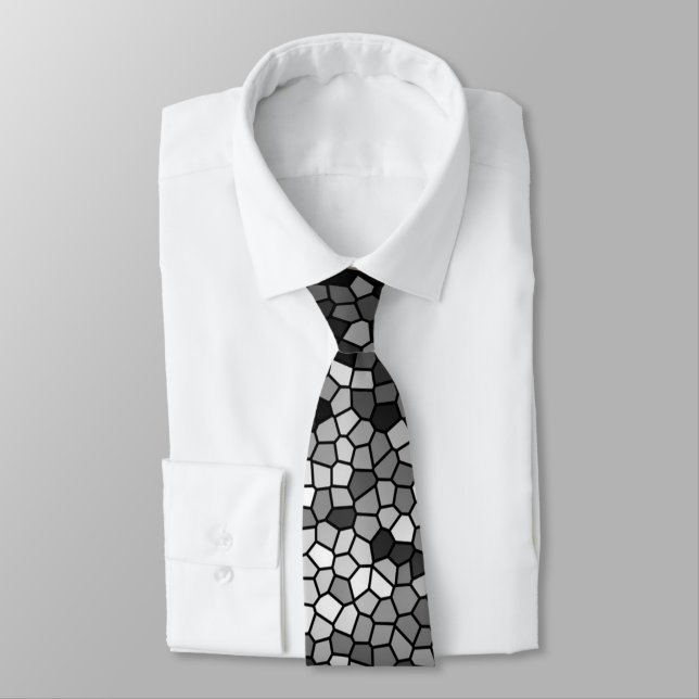 Corbata Mosaic Stones Vidrio Blanco Gris negro (Atado)