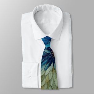 Corbata Mosaic Verde Floral Azul