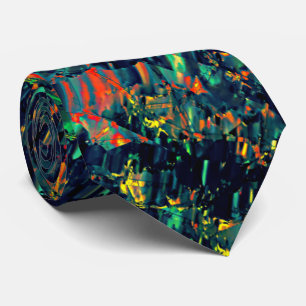 Corbata Mosaico abstracto de fogata desplazada sobre verde
