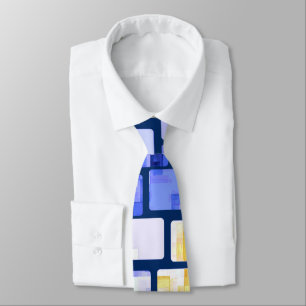 Corbata Mosaico azul del blanco del oro