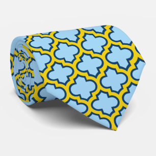 Corbata Mosaico azul y amarillo, Entramado, Quatrefoil