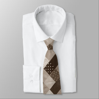 Corbata mosaico beige y marrón estilo vintage