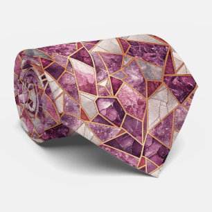 Corbata Mosaico de amatista – Vidrio agrietado - Púrpura