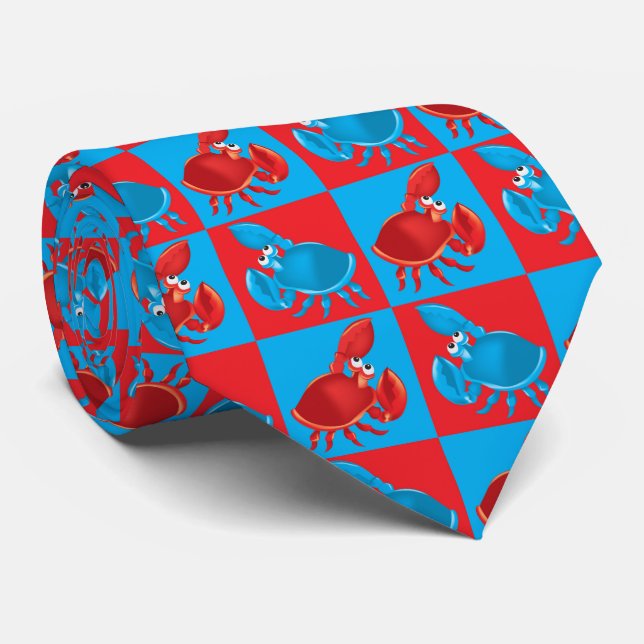 Corbata mosaico de cangrejo personalizado (Enrollado)