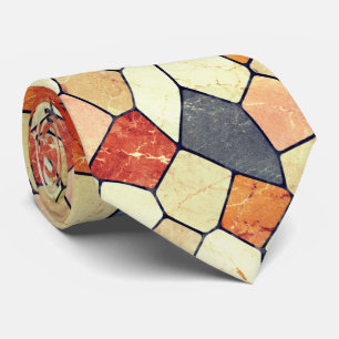 Corbata Mosaico de Piedra Terracota Terrosa y Gris Pizarra