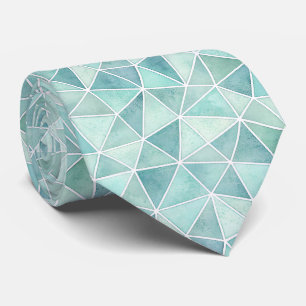 Corbata Mosaico Geométrico Aqua Pálido - Polígono