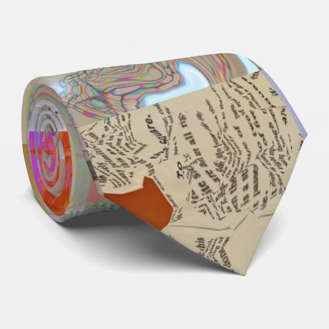 Corbata Mosaico geométrico de glitch de patchwork tradicio (Enrollado)