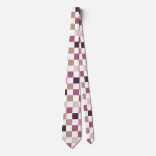 Corbata Mosaico Minimalista Cuadrado de Morado y Marrón