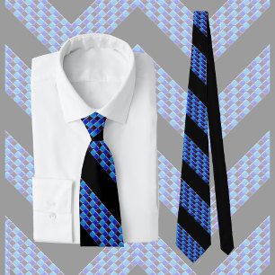 Corbata Mosaico moderno en negro, azul real, moda