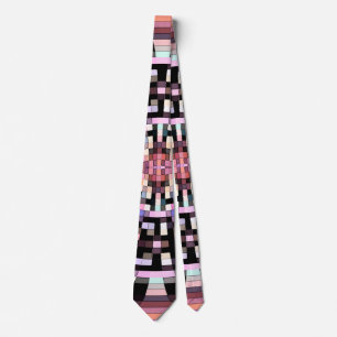 Corbata Mosaico trippy en negro, rosa, multicolor