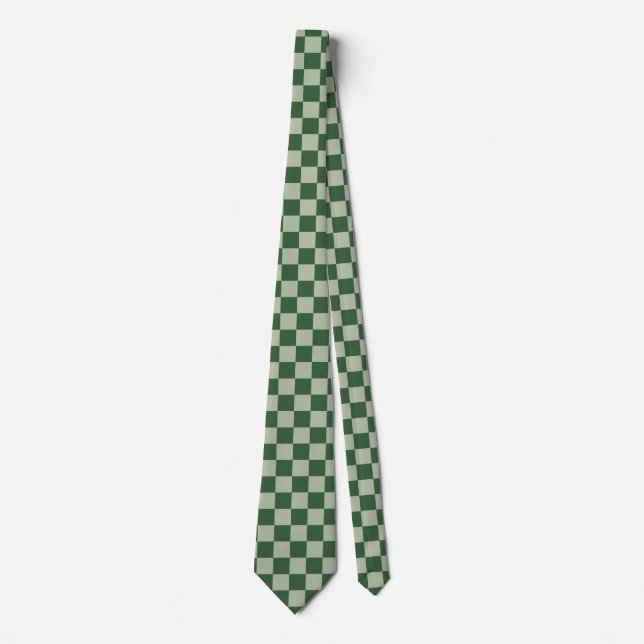 Corbata Moss Verde y Cuadro de Sage Claro (Anverso)