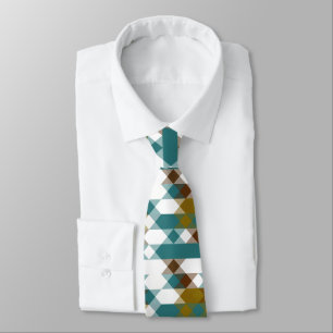 Corbata mostaza picante, jade desvaído, blanco y nuez mosc