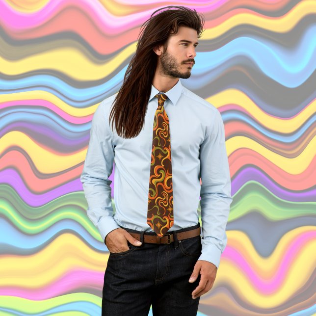 Corbata Mostaza retro estilo hippy setentero, naranja quem (Subido por el creador)