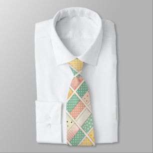 Corbata Mostaza Retro Geométrica Diamante Cuadro de Lunare