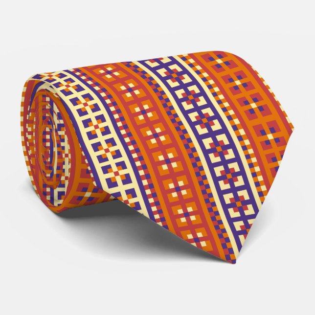 Corbata Motivo Étnico Geométrico Tradicional (Enrollado)