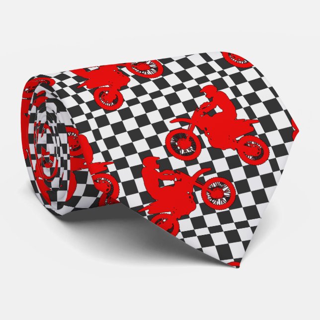 Corbata Motorcycle Motocross Carreras Check Flag Necktie (Enrollado)