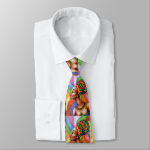 Corbata Mujer africana con tejidos tradicionales de cera