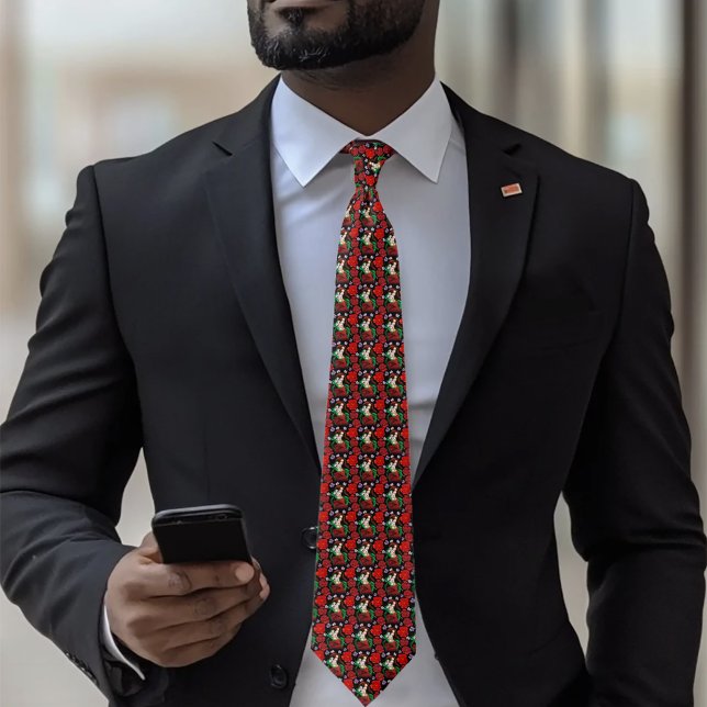 Corbata Mujer Elegante Máscara Veneciana Rojo Verde (Subido por el creador)