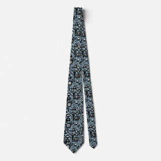 Corbata Mundo de Mechanoid - Negro y Blanco con el azul de