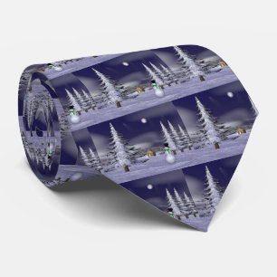 Corbata Muñeco de nieve agradable en la noche