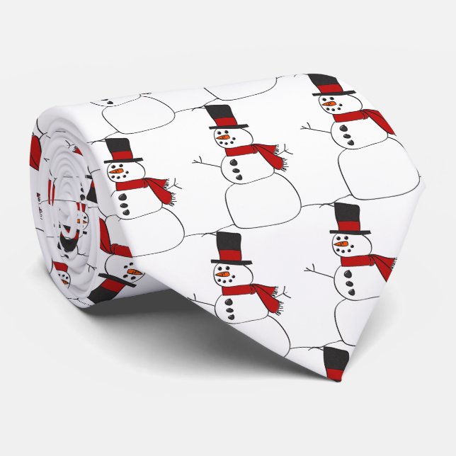 Corbata Muñeco de nieve de invierno de Navidad (Enrollado)