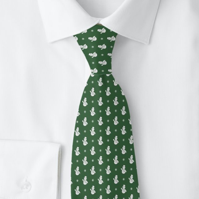 Corbata Muñeco de Nieve de Navidad en Verde (Subido por el creador)
