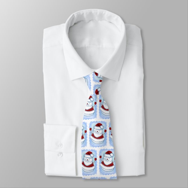 Corbata Muñeco de nieve de Navidad Santa (Atado)